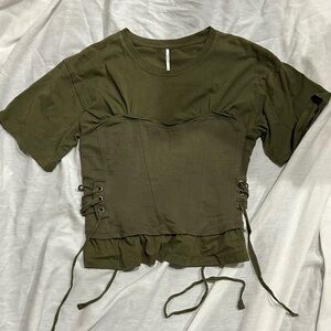Free people army green corset top